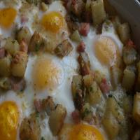 Baked Brie, Potatoes, Ham and Eggs image