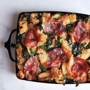 Parmesan Bread Pudding with Broccoli Rabe and Pancetta Recipe | Epicurious.com_image