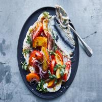 Tomato and Peach Salad With Whipped Goat Cheese image