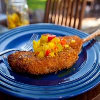 Tomahawk Pork Chops with Tomatillo-Green Tomato Chowchow image