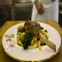 Veal Chop With Cheddar Grits and Roasted Cauliflower_image