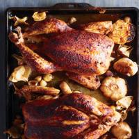Paprika-Rubbed Chickens with Roasted Garlic_image
