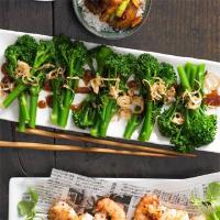 Thin-stemmed broccoli with hoisin sauce & fried shallots image