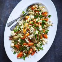 Warm pearl barley & roasted carrot salad with dill vinaigrette image
