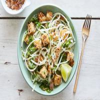 Spicy Rice Noodles With Crispy Tofu and Spinach image
