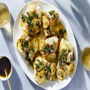 Roasted Lemony Fish With Brown Butter, Capers and Nori_image