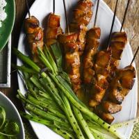 Chicken teriyaki skewers with griddled spring onions_image