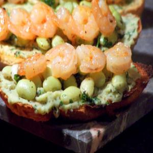 Bruschetta With Lima Bean Salad and Lemon Shrimp_image
