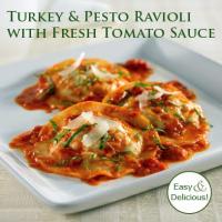 Turkey & Pesto Ravioli with Fresh Tomato Sauce Recipe - (3.6/5) image
