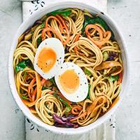 Veg-packed noodle & egg bowl image