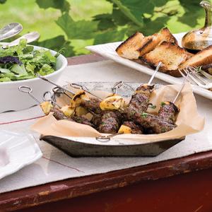Grilled Beef Kebabs with Scallions, Cilantro, and Mint image