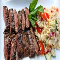 Grilled Skirt Steak With Orzo Pasta Salad_image