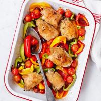Spanish chicken traybake with chorizo & peppers image