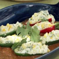 Grilled Stuffed Jalapeno Chiles with Grilled Red Pepper-Tomato Sauce image