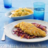 Cornflake-Crusted Chicken with Red Cabbage Slaw and Rutabaga Potatoes_image
