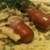 Macaroni and Cheese, Hot Dogs and Peas image
