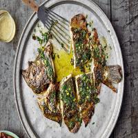 Grilled Flatfish With Pistachio-Herb Sauce_image