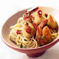 Linguine with Shrimp and Scallops in Thai Green Curry Sauce image