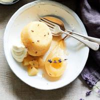 Lavender poached pear with Poire Williams pudding_image