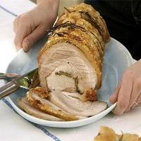 Herb rolled pork loin with crackling image