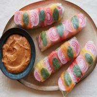 Colorful Summer Rolls with Peanut Dipping Sauce image
