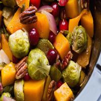 Slow Cooker Brussels Sprouts with Cranberries, Pecans, and Butternut Squash image