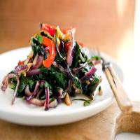 Stir-Fried Swiss Chard and Red Peppers image