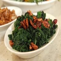 Brown Butter Kale with Maple-Molasses Pecans and Dried Cranberries_image