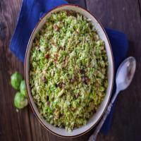 Chiffonade of Brussels Sprouts with Bacon & Hazelnuts image