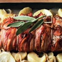 Bacon-Wrapped Pork Loin with Apples & Sage Recipe - (4.7/5) image