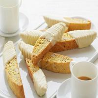 Almond and Lemon Biscotti Dipped in White Chocolate image