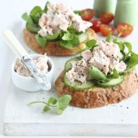 Smoked trout & cucumber open sandwiches image