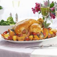 Roast chicken with butternut squash, chorizo & chilli image