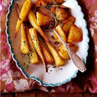 Parsnips and potatoes roasted in duck fat with thyme_image
