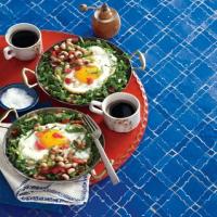 Shirred Eggs with Black-Eyed Pea Salsa and Collard Greens image