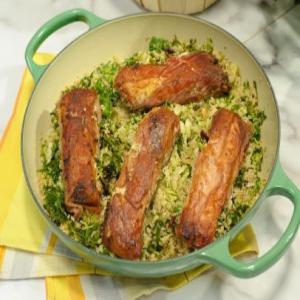 Prosciutto-Wrapped Halibut with Brussels Sprouts and Kale Couscous_image