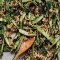 Raw Asparagus Salad with Breadcrumbs, Walnuts, and Mint_image