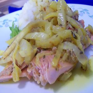 Poached Salmon Swimming on Fennel With Saffron and Clams_image