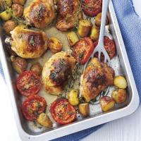 Cheesy chicken bake with new potatoes image