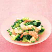 Lemony Sauteed Shrimp with Broccoli and Peas image