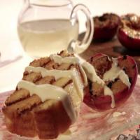 Grilled Pound Cake with Cream Cheese Glaze and Grilled Peaches image
