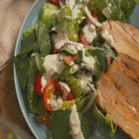 Pork Chop Layered Salad with Blue Cheese Dressing_image