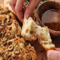 Easy No-Knead Olive-Rosemary Focaccia With Pistachios Recipe - (4.5/5) image
