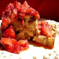 Bread Pudding With Raspberry/Strawberry Topping_image