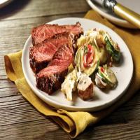 Cola-Barbecue Grilled Steaks with Creamy Caesar Vegetables_image