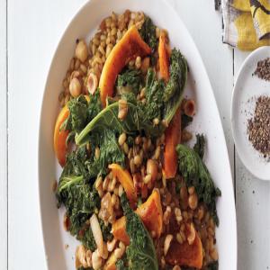 Freekeh with Roasted Butternut Squash, Seared Kale, and Caramelized Onion Jam_image