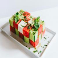 Cubed Watermelon, Cucumber and Feta Salad image