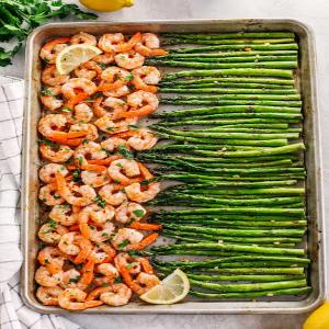Sheet Pan Lemon Garlic Shrimp and Asparagus - Eat Yourself Skinny_image
