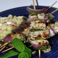 Grilled Chicken, Red Onion, and Mint Kebabs image