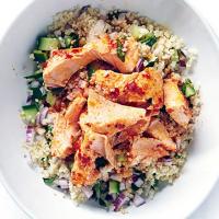 Harissa salmon with zesty couscous image